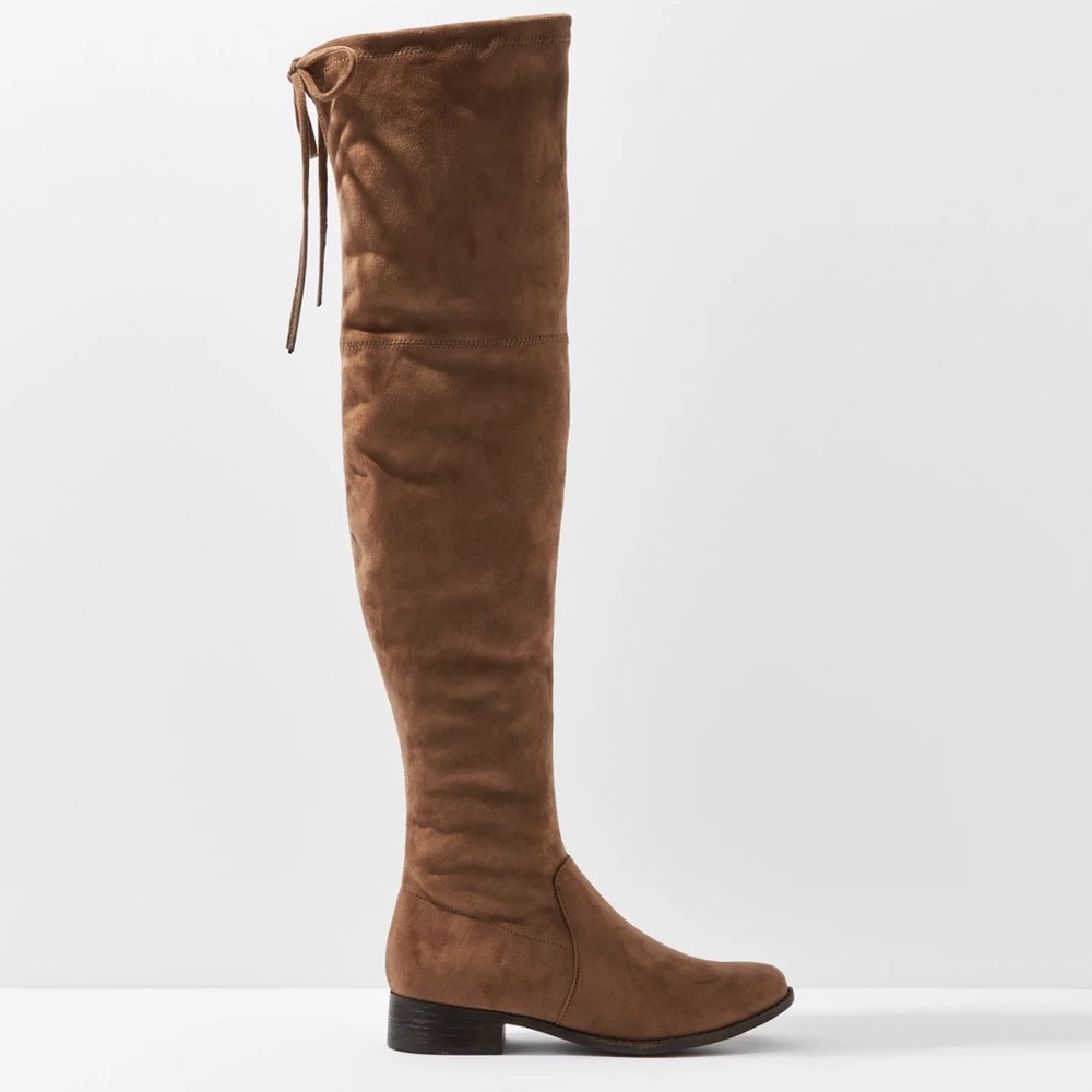 American Eagle Over The Knee Tie Back Boots Taupe Size 10